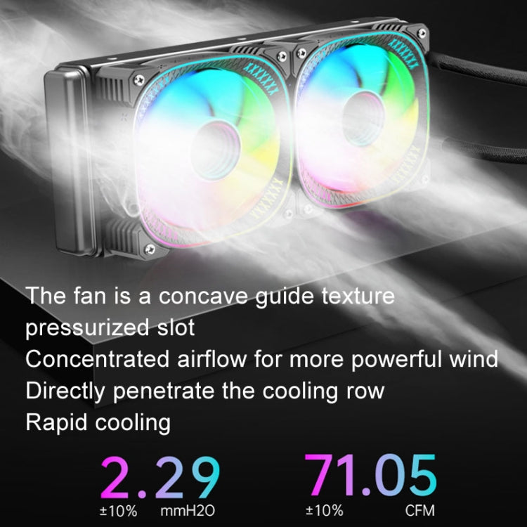 COOLMOON CM-YM-240T Digital ARGB Lens Edition Integrated Water Cooling CPU Cooler Temperature Display CPU Fan(Black)