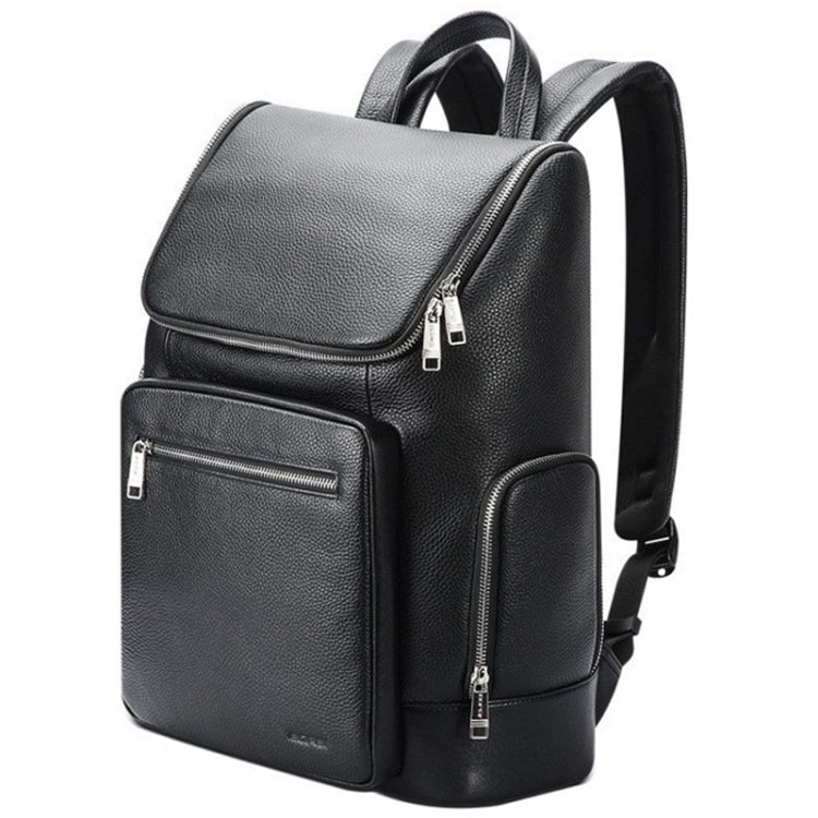 Bopai 61-122431 Large-capacity First-layer Cowhide Business Water-resistant Laptop Backpack(Black)