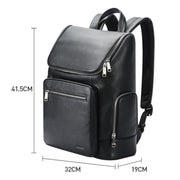 Bopai 61-122431 Large-capacity First-layer Cowhide Business Water-resistant Laptop Backpack(Black)