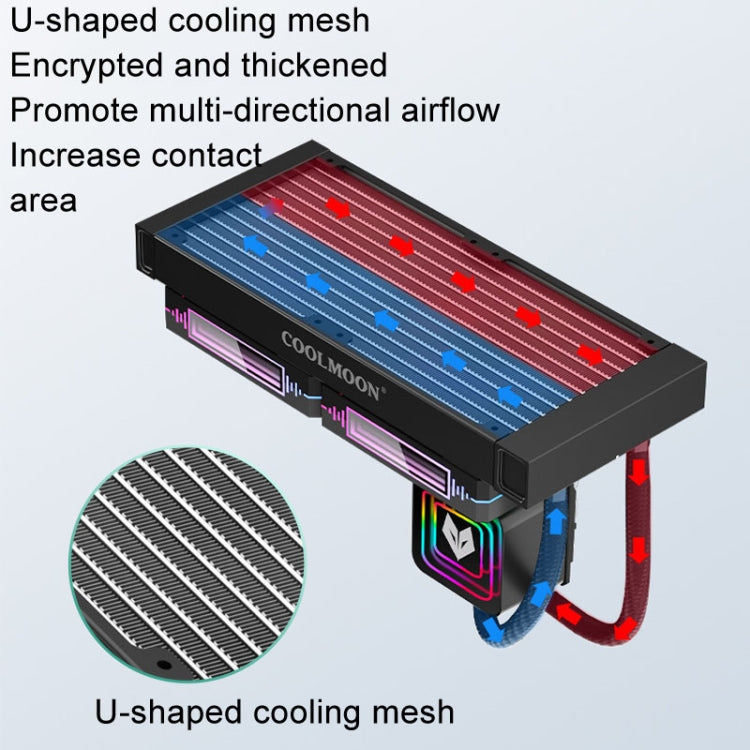 COOLMOON Glacier 240 Water Cooling Radiator Desktop ARGB Multi-Platform Integrated Lens CPU Water Cooling Fan, Color: Black