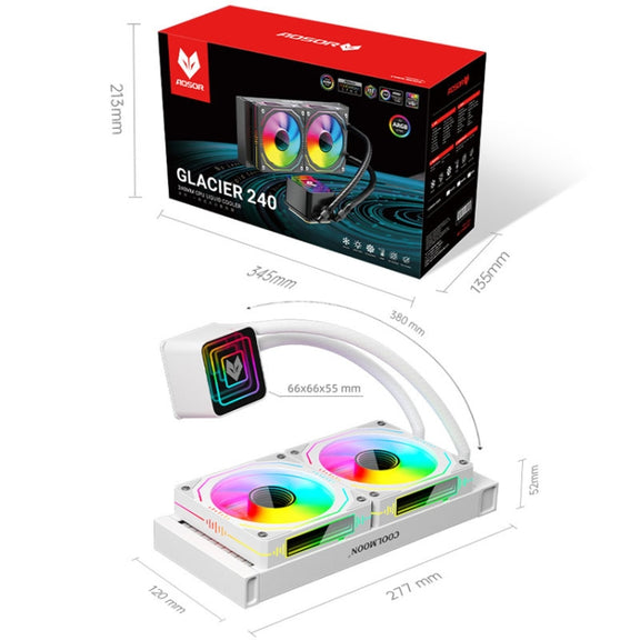 COOLMOON Glacier 240 Water Cooling Radiator Desktop ARGB Multi-Platform Integrated Lens CPU Water Cooling Fan, Color: Black