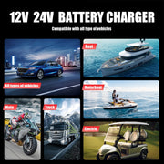 FOXSUR 25A 12V/24V Portable High-Power Car Ship Motorcycle Charger(US Plug)