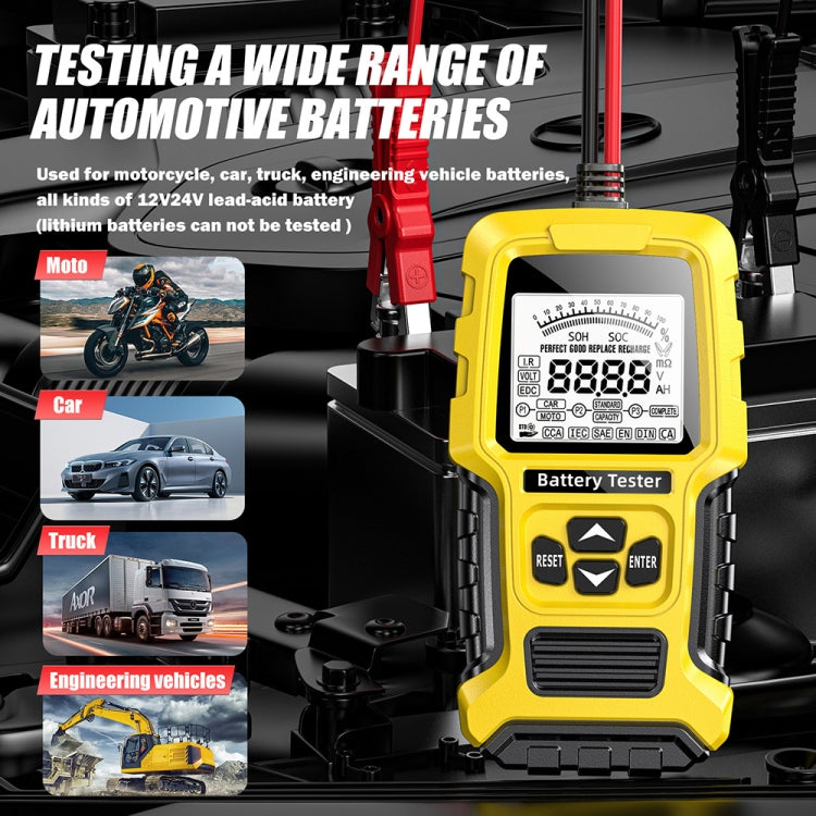 FOXSUR 12V/24V Automotive Lead-acid Battery Internal Resistance Rapid Analyzer(Yellow)