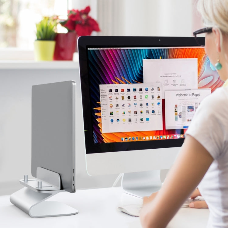 AhaStyle ST07 Laptop Stand Tablet Vertical Aluminum Desktop Storage Base(Silver)