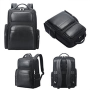 Bopai 61-125031 Large-capacity First-layer Cowhide Business Laptop Backpack With USB+Type-C Port(Black)