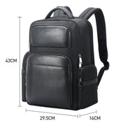 Bopai 61-125031 Large-capacity First-layer Cowhide Business Laptop Backpack With USB+Type-C Port(Black)