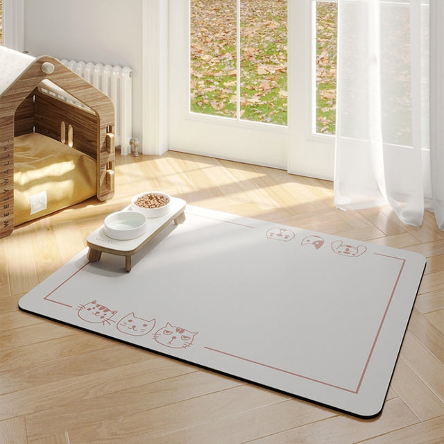 Pet Floor Mat Anti-Tear And Bite Absorbent Feeding Mat Sleeping Anti-Slip Dog Nest Pad, Style: Cats And Dogs Light Gray(50x70cm)