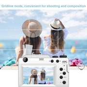 3-Inch Display Digital Camera Dual Front And Rear Cameras 48MP, 18x Digital Zoom 4K HD Camcorder(White)