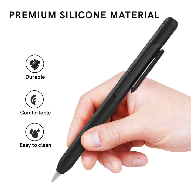 For Apple Pencil 1 AhaStyle PT141 Triple Defense Pen Clip Silicone Protective Case(Black)