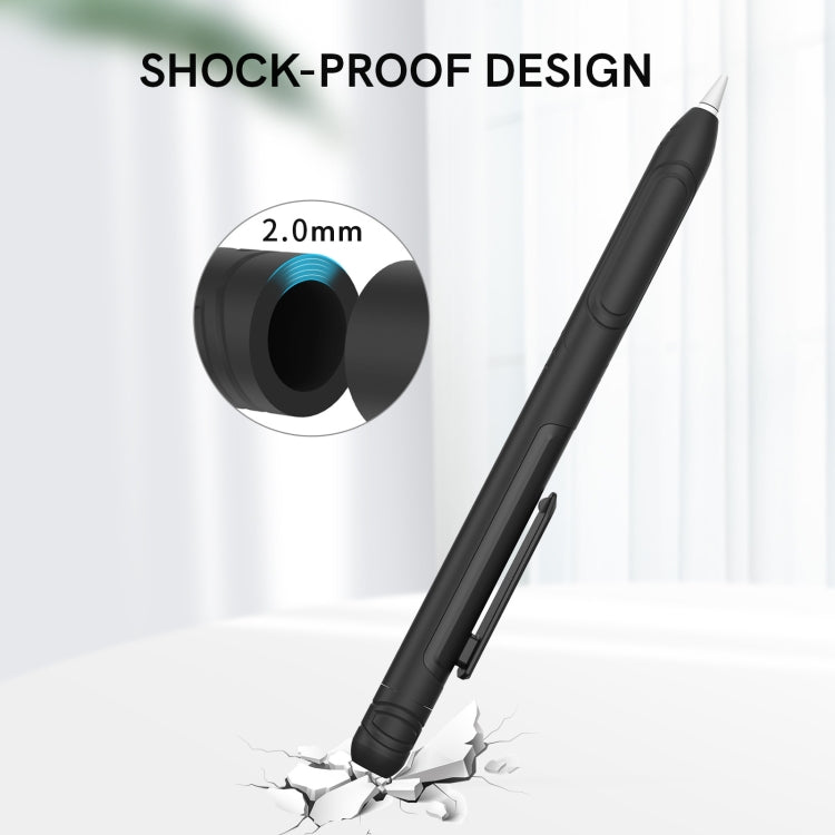 For Apple Pencil 1 AhaStyle PT141 Triple Defense Pen Clip Silicone Protective Case(Black)
