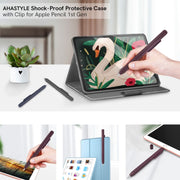 For Apple Pencil 1 AhaStyle PT141 Triple Defense Pen Clip Silicone Protective Case(Black)
