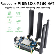 Waveshare SIM8262E-M2 5G HAT For Raspberry Pi, Quad Antennas 5G NSA, 5G/4G/3G Compatible(23254)