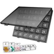 Monthly Pill Organizer 30 Days Pill Box Easy-Open Large Capacity Medicine Case(Black)