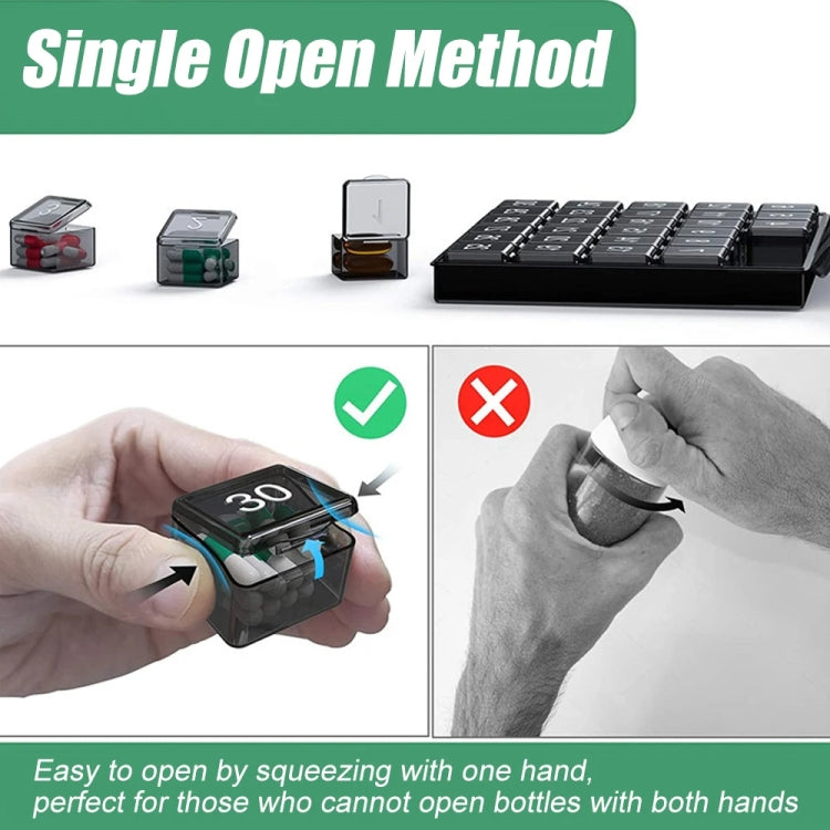 Monthly Pill Organizer 30 Days Pill Box Easy-Open Large Capacity Medicine Case(Transparent)