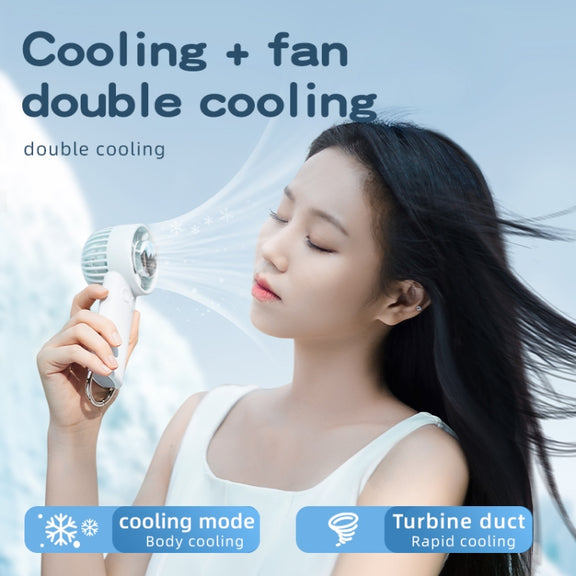 Outdoor Handheld Ice Air Conditioning Fan Astronaut Night Light Semiconductor Cooling Fan(White)