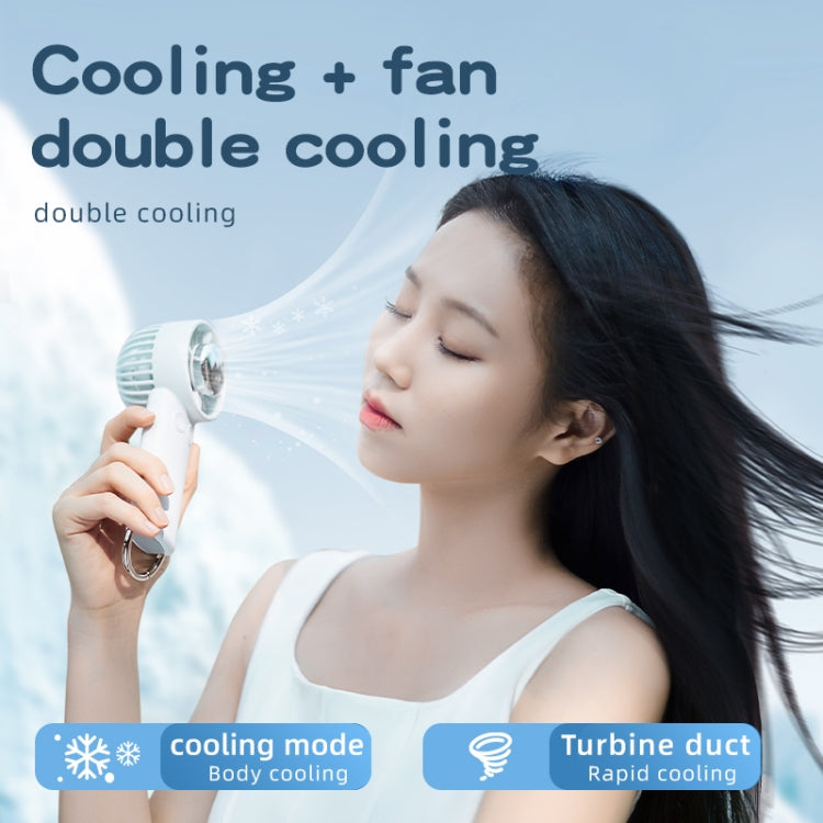 Outdoor Handheld Ice Air Conditioning Fan Astronaut Night Light Semiconductor Cooling Fan(White)