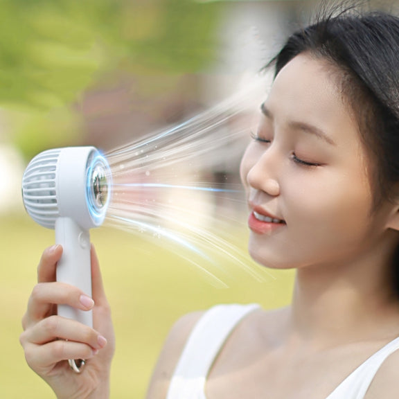 Outdoor Handheld Ice Air Conditioning Fan Astronaut Night Light Semiconductor Cooling Fan(White)
