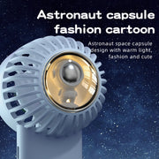 Outdoor Handheld Ice Air Conditioning Fan Astronaut Night Light Semiconductor Cooling Fan(Light Blue)
