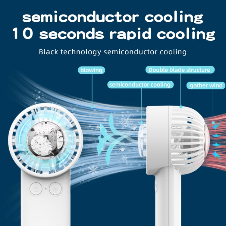 Outdoor Handheld Ice Air Conditioning Fan Astronaut Night Light Semiconductor Cooling Fan(White)