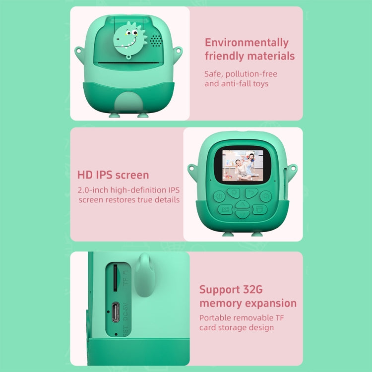 A19B 2.0-Inch 720P HD Reversible Camera Cartoon Children Mini Digital Printing Camera(Green)