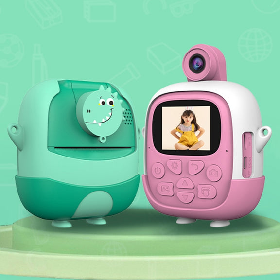 A19B 2.0-Inch 720P HD Reversible Camera Cartoon Children Mini Digital Printing Camera(Green)