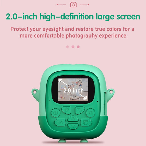 A19B 2.0-Inch 720P HD Reversible Camera Cartoon Children Mini Digital Printing Camera(Green)