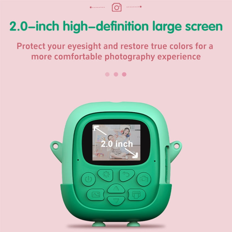 A19B 2.0-Inch 720P HD Reversible Camera Cartoon Children Mini Digital Printing Camera(Green)