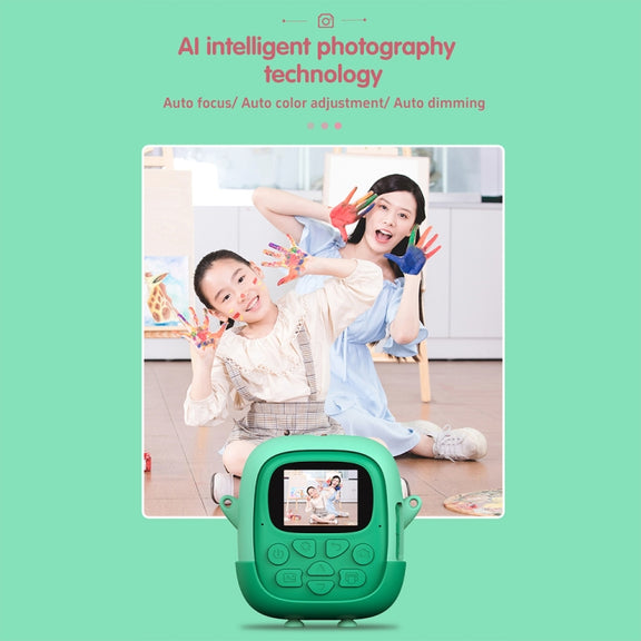 A19B 2.0-Inch 720P HD Reversible Camera Cartoon Children Mini Digital Printing Camera(Green)