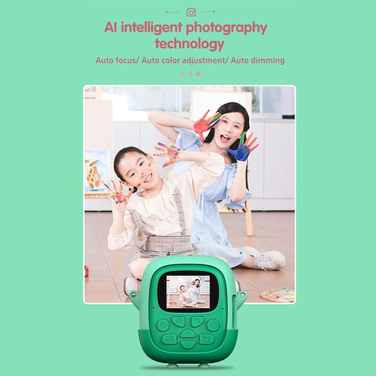 A19B 2.0-Inch 720P HD Reversible Camera Cartoon Children Mini Digital Printing Camera(Green)