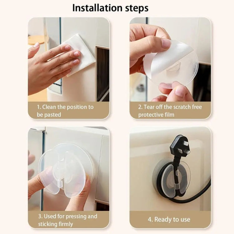 Multi-functional Data Cable Organizer Hole-free Plug Fixer Small Objects Hanger(Transparent)
