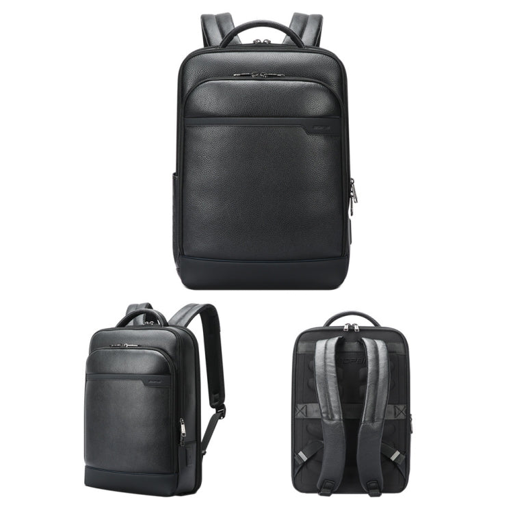 Bopai 61-122391 Large-capacity First-layer Cowhide Business Laptop Backpack With USB+Type-C Port(Black)