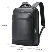 Bopai 61-122391 Large-capacity First-layer Cowhide Business Laptop Backpack With USB+Type-C Port(Black)