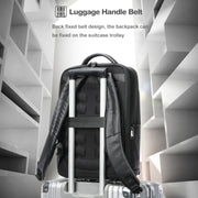 Bopai 61-122391 Large-capacity First-layer Cowhide Business Laptop Backpack With USB+Type-C Port(Black)