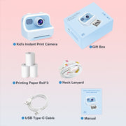 M8 2.4-Inch 1080P HD 2400W Pixel Dual-Camera Children Thermal Printing Camera, Color: Blue+32GB