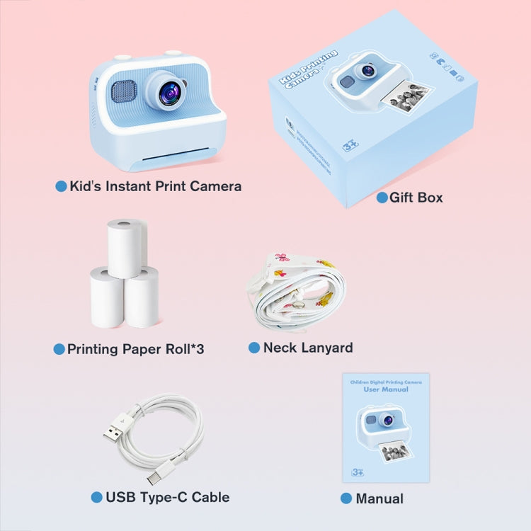 M8 2.4-Inch 1080P HD 2400W Pixel Dual-Camera Children Thermal Printing Camera, Color: Pink