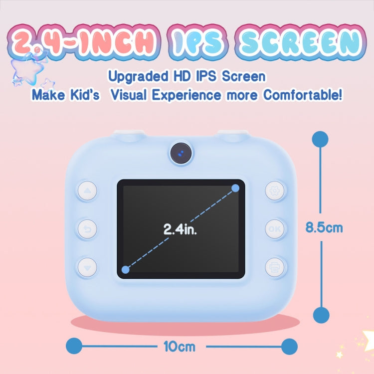 M8 2.4-Inch 1080P HD 2400W Pixel Dual-Camera Children Thermal Printing Camera, Color: Blue