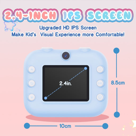 M8 2.4-Inch 1080P HD 2400W Pixel Dual-Camera Children Thermal Printing Camera, Color: Blue
