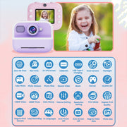 M8 2.4-Inch 1080P HD 2400W Pixel Dual-Camera Children Thermal Printing Camera, Color: Pink