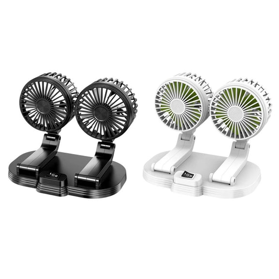 5V USB Port Car Dual-head Fan Circulation Fan(Black)