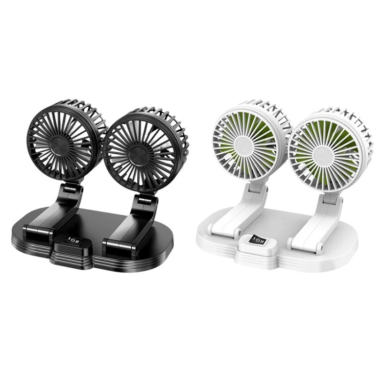 5V USB Port Car Dual-head Fan Circulation Fan(Black)