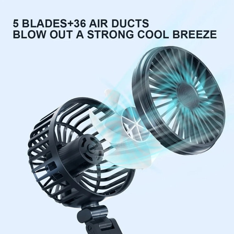 5V USB Port Car Dual-head Fan Circulation Fan(Black)