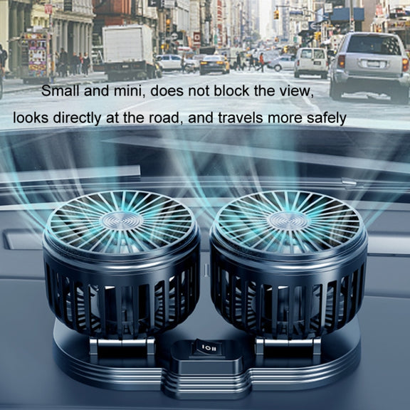 5V USB Port Car Dual-head Fan Circulation Fan(Black)