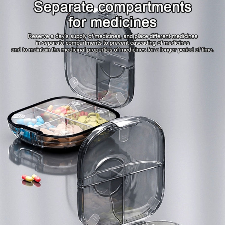 Multi-functional Portable Mini Pill Dispenser Organizer(Transparent Black)