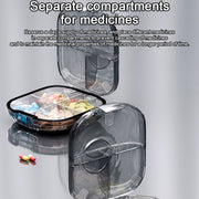 Multi-functional Portable Mini Pill Dispenser Organizer(Transparent Black)