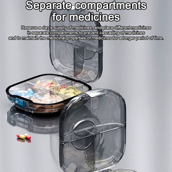 Multi-functional Portable Mini Pill Dispenser Organizer(Transparent Black)