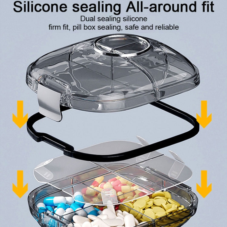 Multi-functional Portable Mini Pill Dispenser Organizer(Transparent Black)