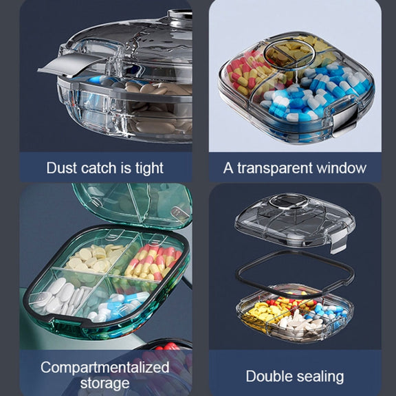 Multi-functional Portable Mini Pill Dispenser Organizer(Cream)