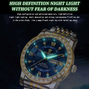 BINBOND B2202 Diamond Dual-calendar Luminous Quartz Watch, Color: Full-gold-Gold