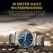 BINBOND B2202 Diamond Dual-calendar Luminous Quartz Watch, Color: Full-gold-Gold