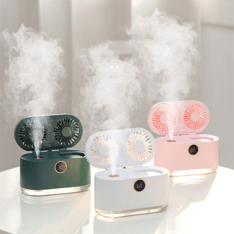WT-818 Dual-leaf Spray Smart Digital Display Desktop Fan Night Light Humidification Cooler(Pink)